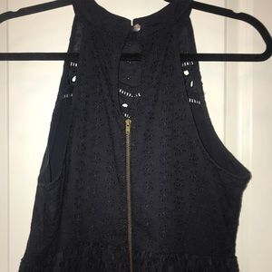 Key whole backed navy blue dress